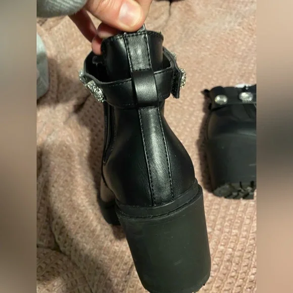 Torrid Black Ankle Boots with Crystal Belt - Picture 5 of 9